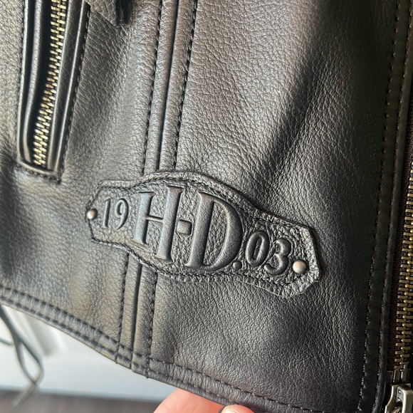 NEW Harley Davidson Boone Fringed Black Leather Jacket size small women’s biker - Picture 5 of 12